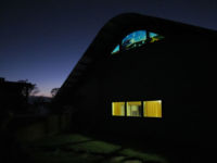 Apu, Kumau Window night time by glass artist Michael Dupille
