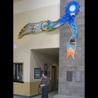 Blue Ribbon Livin', 14' w x 10' h, Kiln formed glass