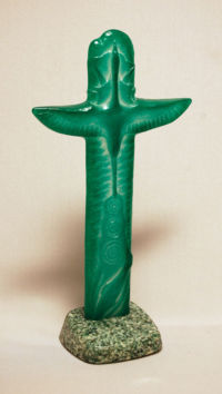 Lift Totem, green by glass artist Michael Dupille