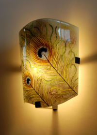 Peacock Sconce 1 by glass artist Michael Dupille