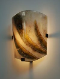 Peacock Sconce 3 by glass artist Michael Dupille