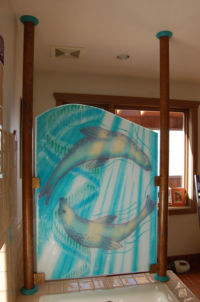 Seal partition by glass artist Michael Dupille