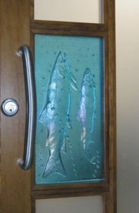 Steelhead panel by glass artist Michael Dupille
